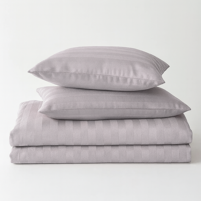 Pościel w pasy szarofioletowa 200x220 3 el. Kim Lilac Grey