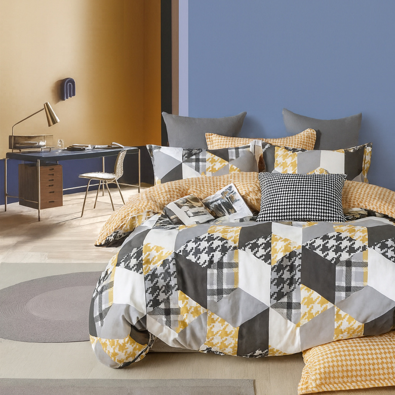 Pościel bawełniana w geometryczne wzory 160x200 3 el. L18