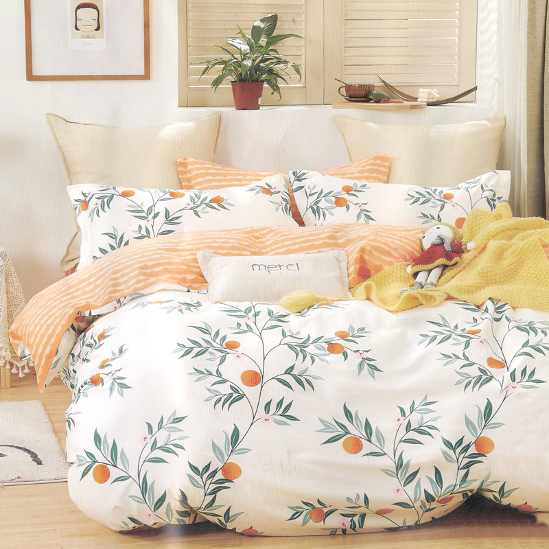 Pościel bawełniana 160x200 3 el. Mandarynki