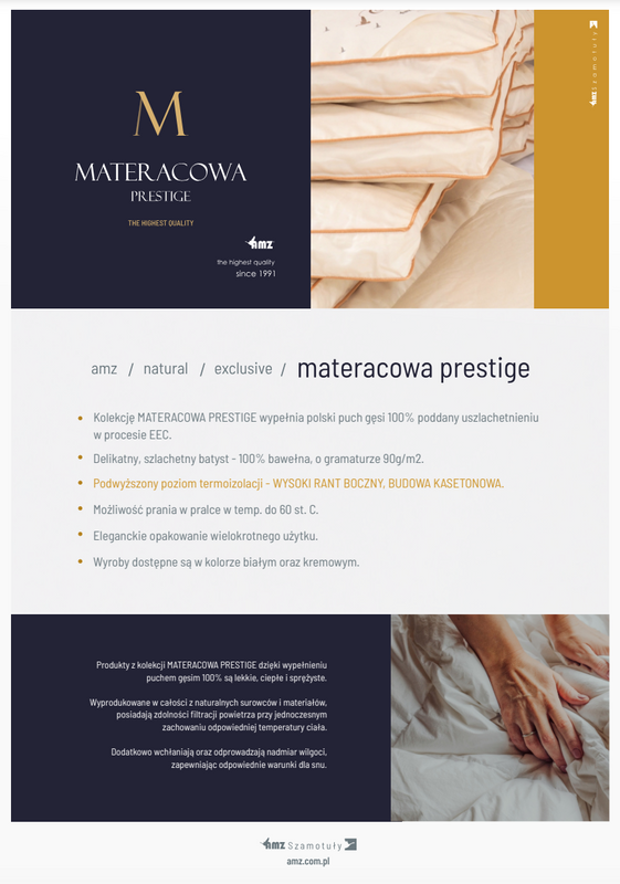 Poduszka 40x60 naturalna puchowa 100% wysoka MATERACOWA PRESTIGE kremowa