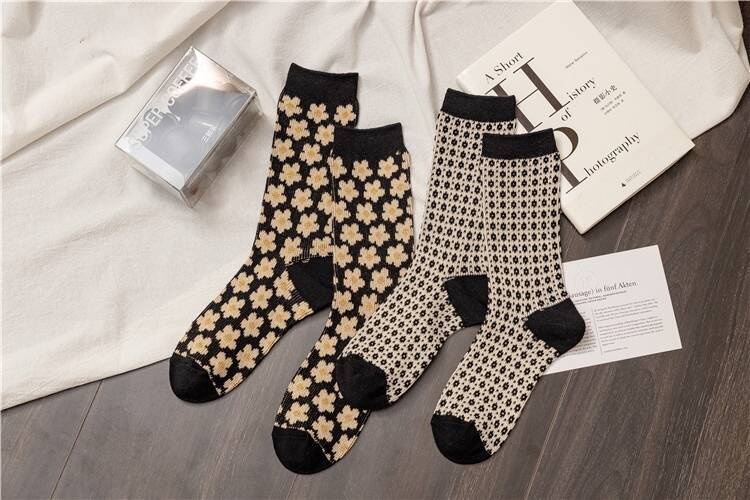 5-pak Skarpetki damskie bawełniane vintage 35-38