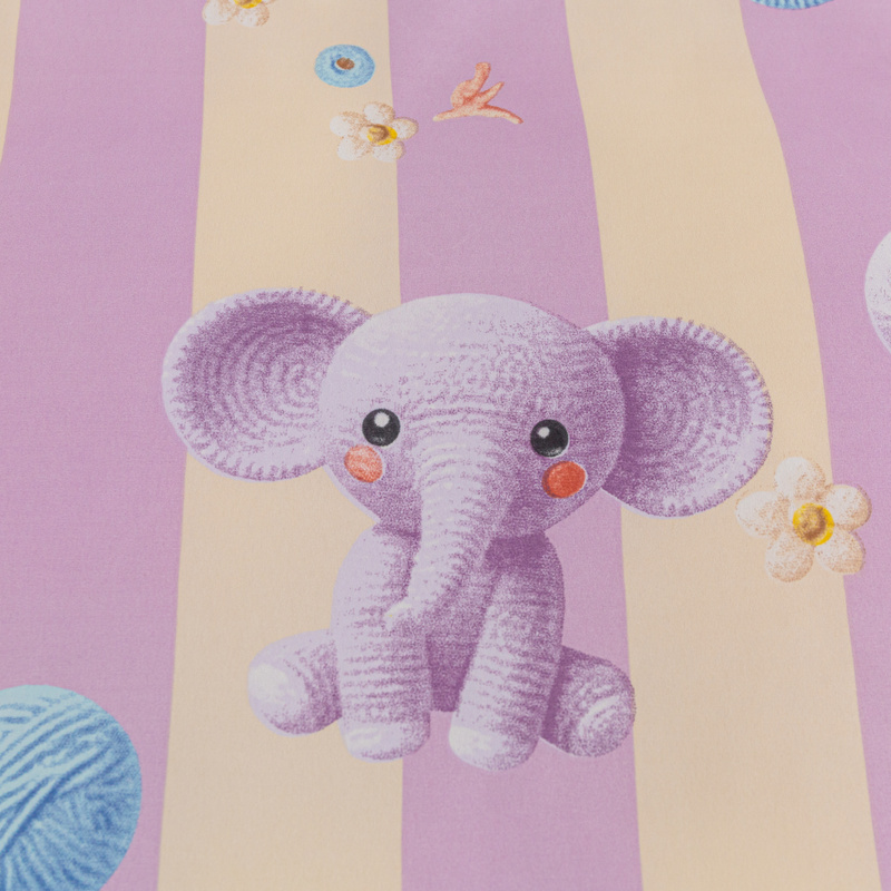 Pościel dziecięca w słonie słoniki lawendowa Elephant 140x200 2 el.