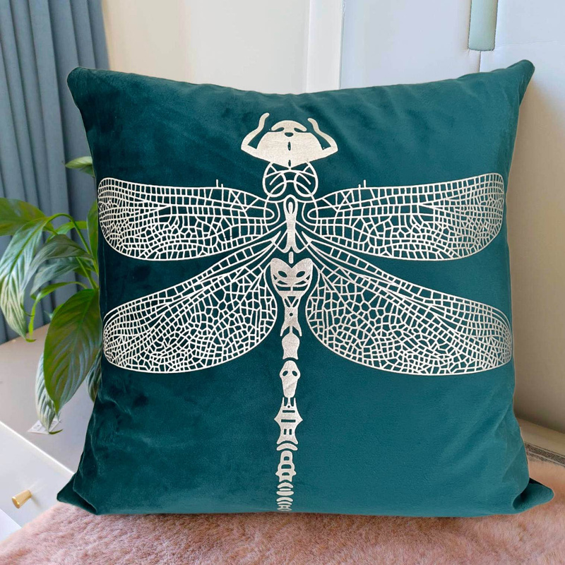 Poszewka na poduszkę dekoracyjna 40x40 ważka turkusowa