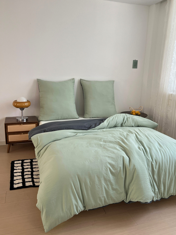 Pościel szałwiowa szara dwukolorowa gładka 200x220 3 el. Sage F19