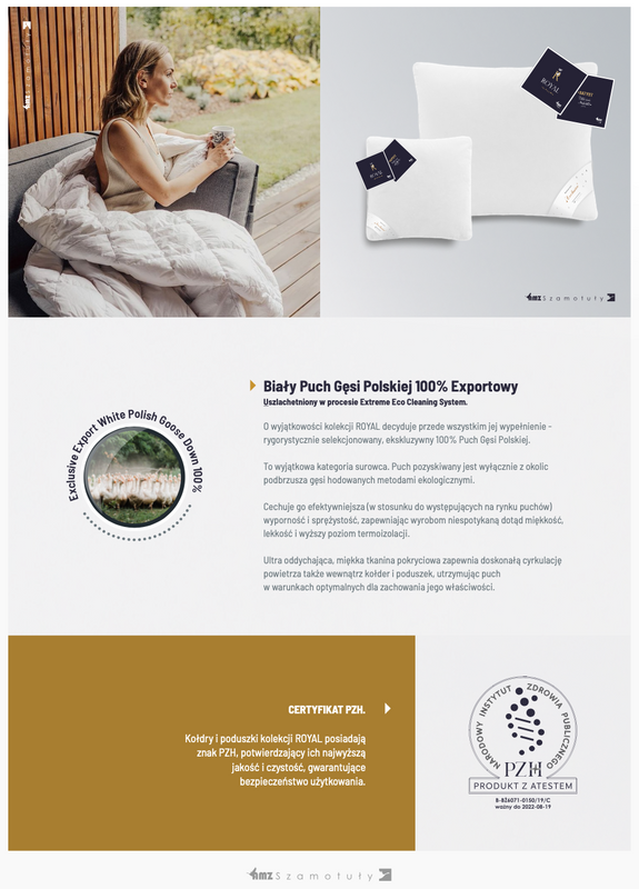 Kołdra 220x240 całoroczna naturalna puchowa ROYAL