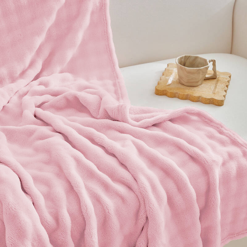 Koc pluszowy bąbelkowy 3D BUBBLE 200x220 różowy