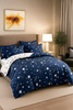 Pościel granatowa w gwiazdki 160x200 4 el. z prześcieradłem z gumką Night D-002
