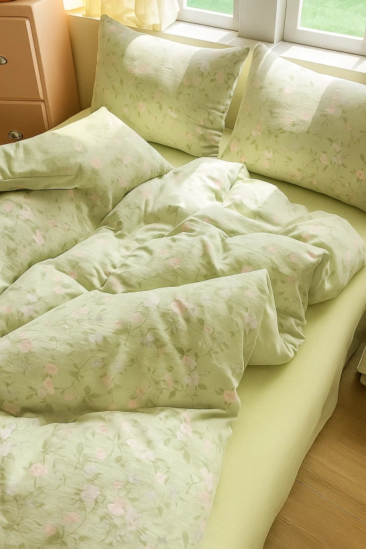 Pościel szałwiowa w różowe kwiaty 200x220 3 el. Spring F3