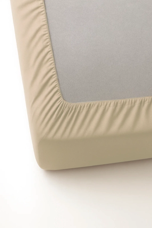 Prześcieradło z gumką bawełniane jasne ciepłe beżowe 140x200