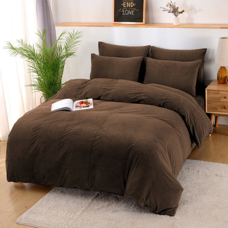 Pościel pluszowa zimowa miś gładka 160x200 3 el. brązowa