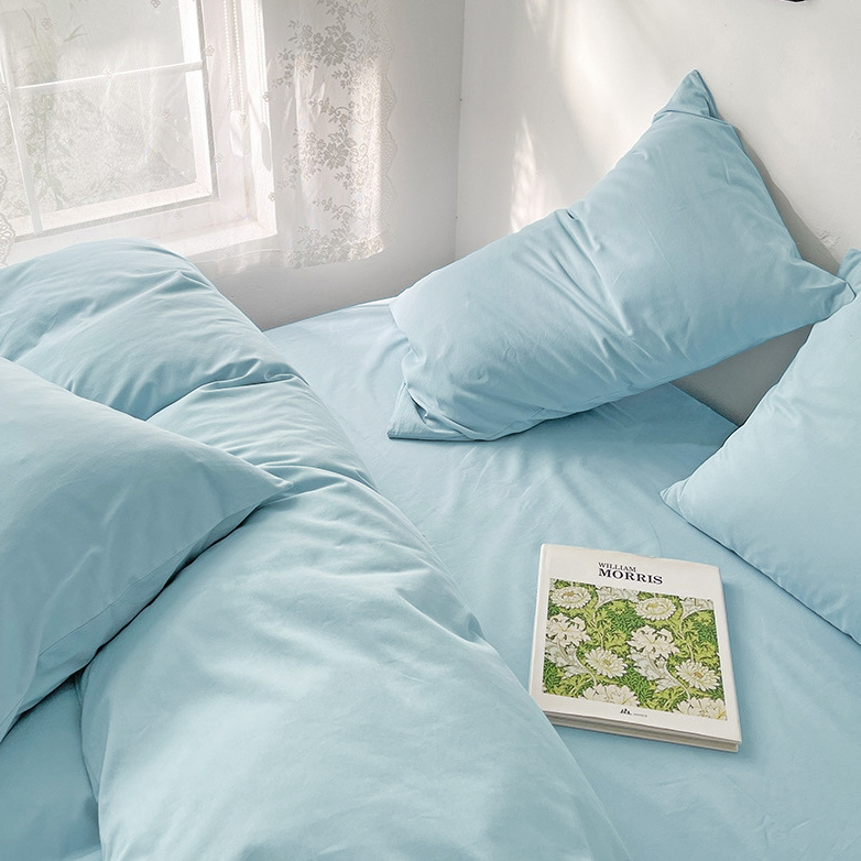 Pościel jednokolorowa gładka 200x220 3 el. błękitna S007