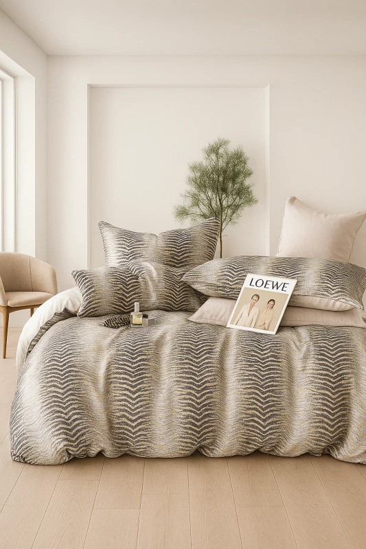 Pościel flanelowa gruba zimowa ciepła geometryczna Juarez 160x200 4 el. A-047