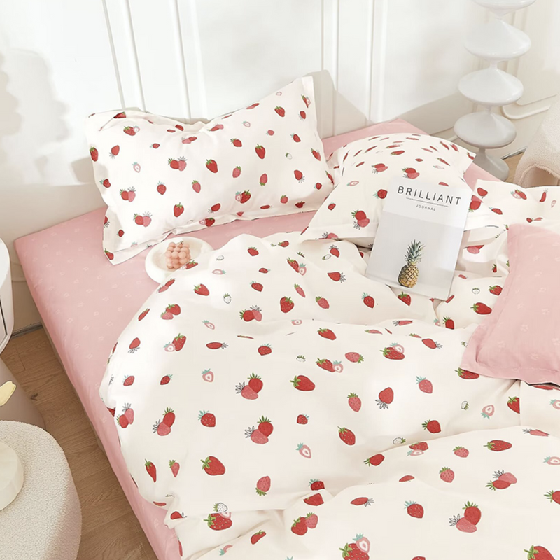 Pościel bawełniana w truskawki 160x200 3 el. Berries B-1567