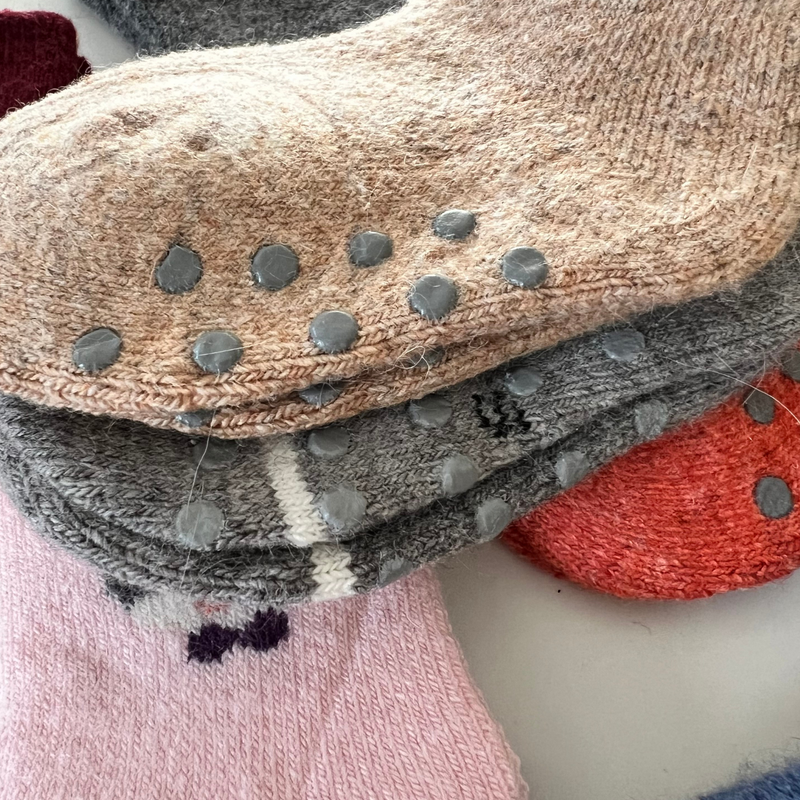 10-pak Skarpetki wełniane dziecięce niemowlęce dla dziewczynki antypoślizgowe ze zwierzętami 0-12M