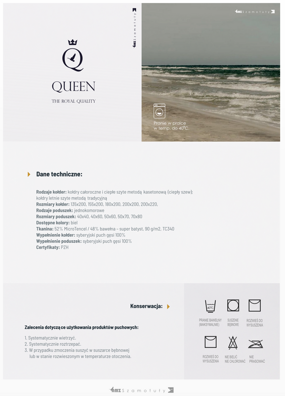 Poduszka 70x80 naturalna puchowa 100% QUEEN