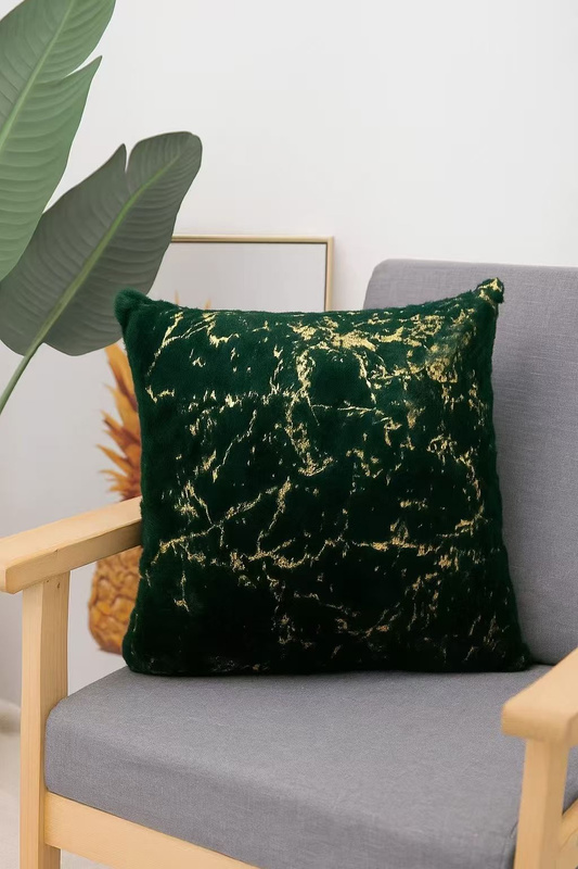 Poszewka na poduszkę włochacz zielono-złota MARBLE 40x40