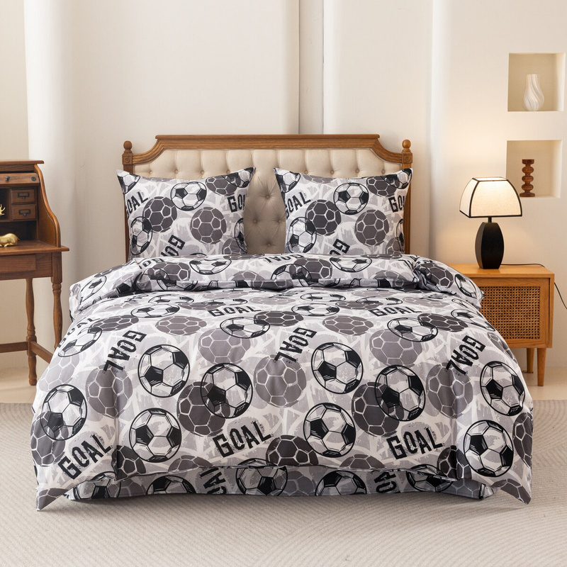 Pościel szara w piłki Football 160x200 4 el.