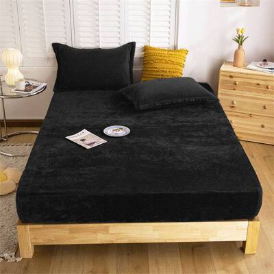 Prześcieradło pluszowe z gumką MIŚ czarne 200x220