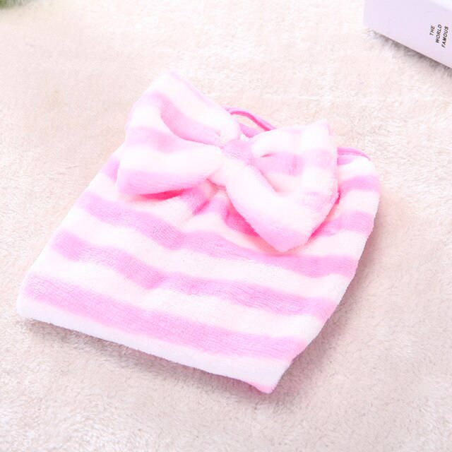 Ścierka Kokardka w paski różowo biała