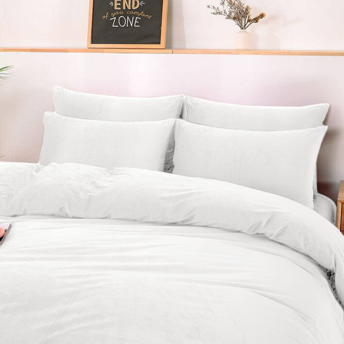 Pościel pluszowa zimowa miś gładka 200x220 3 el. biała K013