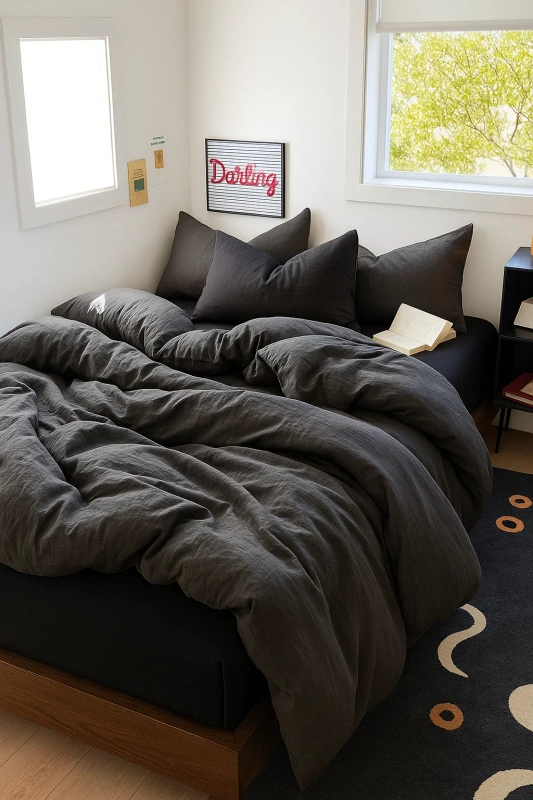 Pościel ciemna szaro-czarna 160x200 3 el.