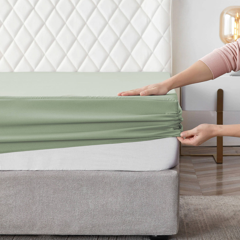 Prześcieradło z gumką bawełniane szałwiowe 200x220