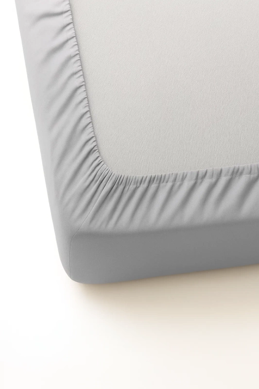 Prześcieradło z gumką jasne szare 120x200 satyna bawełniana