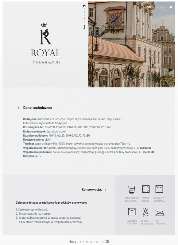 Kołdra 200x220 całoroczna naturalna puchowa ROYAL