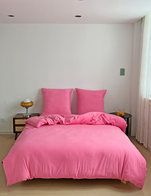 Pościel różowa jednokolorowa gładka 200x220 3 el. Pink F12