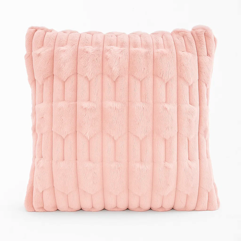 Poszewka na poduszkę dekoracyjna 40x40 tłoczona we wzór 3D pluszowa różowa