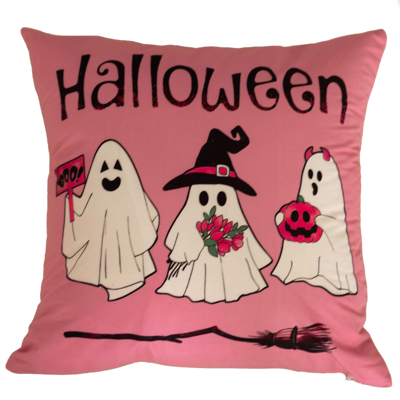 Poszewka na poduszkę Halloween różowa w duszki 40x40 PINK GHOSTS