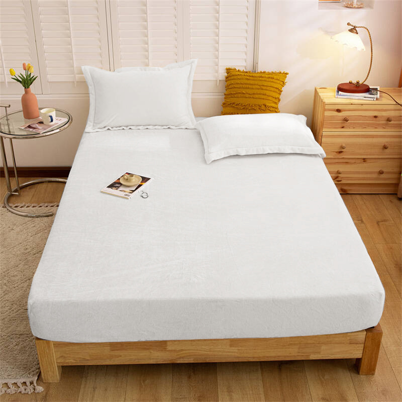 Prześcieradło pluszowe z gumką MIŚ białe 160x200