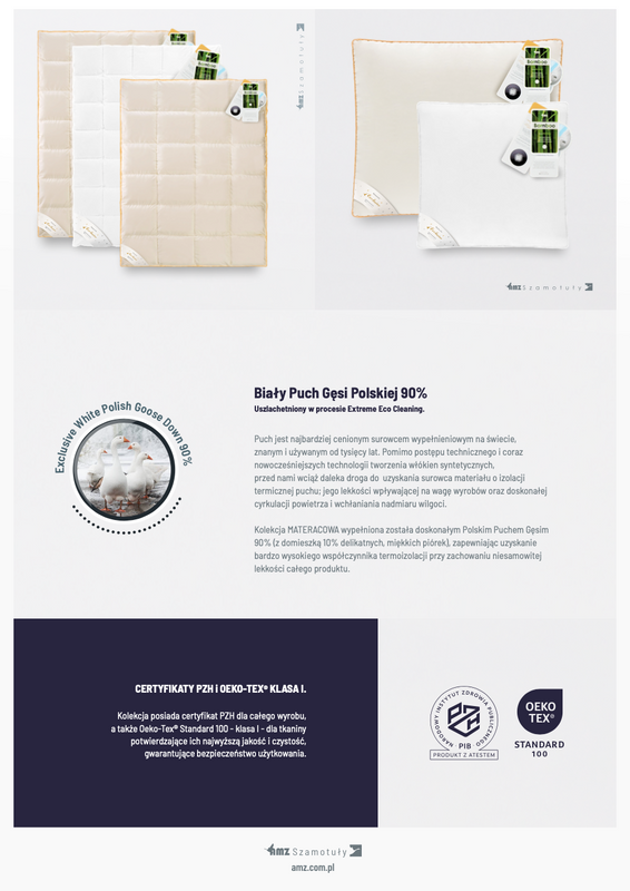 Kołdra 200x200 zimowa naturalna puchowa MATERACOWA kremowa