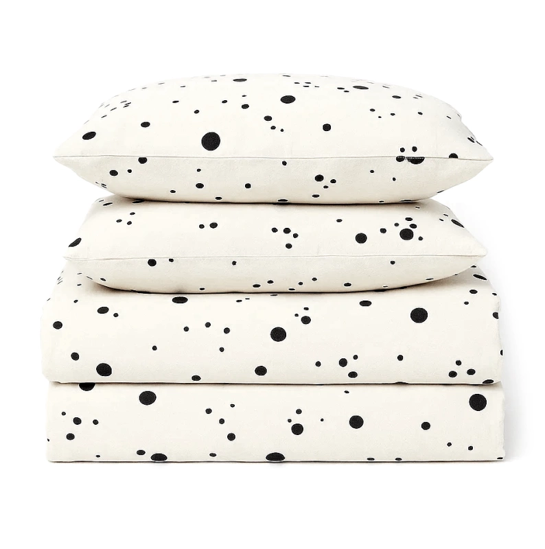 Pościel biała w kropki i groszki 200x220 3 el. Dots F15