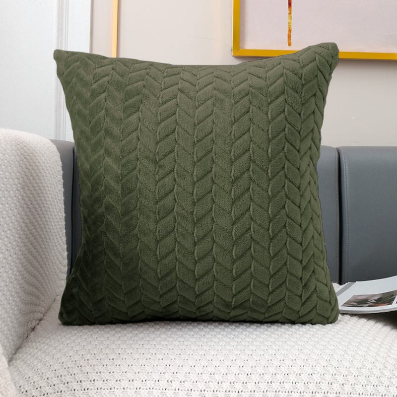 Poszewka na poduszkę jodełka zielona khaki 40x40