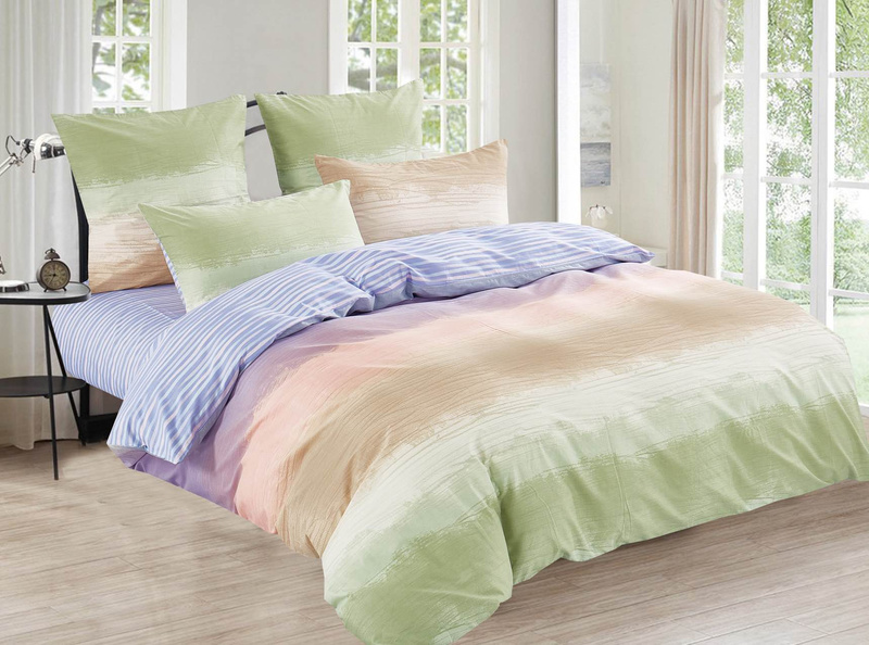 Pościel bawełniana w pasy ombre 160x200 3 el. Dopamine