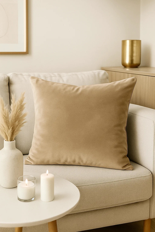 Poszewka na poduszkę welurowa ciemny beż 40x40