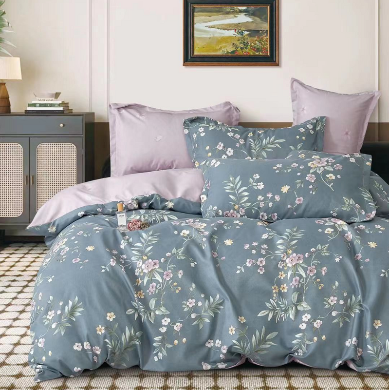 Pościel flanelowa gruba zimowa ciepła w kwiaty Laredo 200x220 4 el. A-043