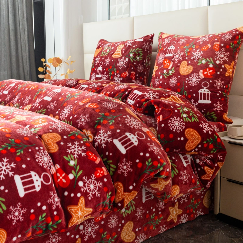 Pościel pluszowa zimowa miś świąteczna 200x220 3 el.