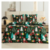 Pościel świąteczna zielona w mikołaje, prezenty i choinki 160x200 3 el. 