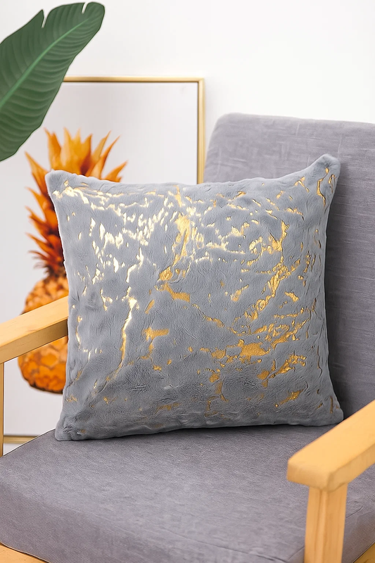Poszewka na poduszkę włochacz jasnoszaro-złota MARBLE 40x40