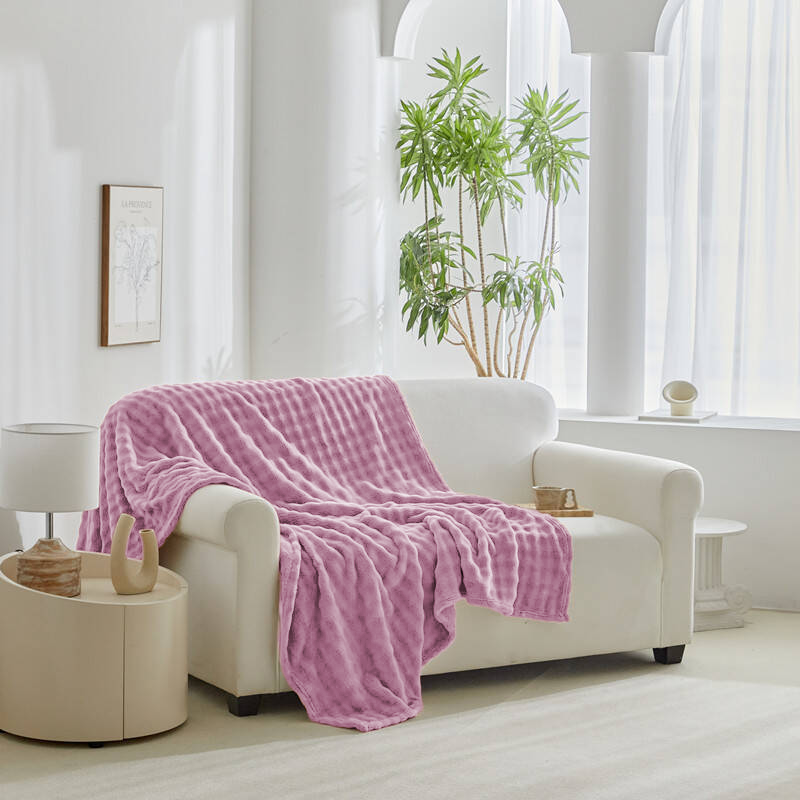 Koc pluszowy bąbelkowy 3D BUBBLE 200x220 fioletowy