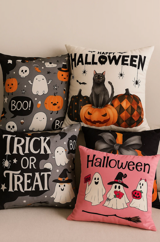 Poszewka na poduszkę Halloween różowa w duszki 40x40 PINK GHOSTS