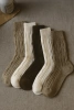 5-pak Skarpetki długie z wełny merynosa wzór warkocz neutralne kolory 35-38