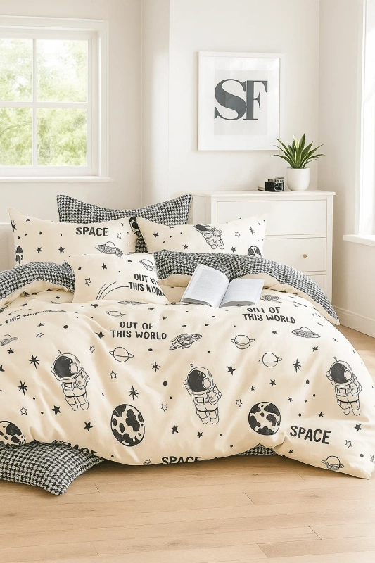 Pościel bawełniana 160x200 3 el. White Space M1549