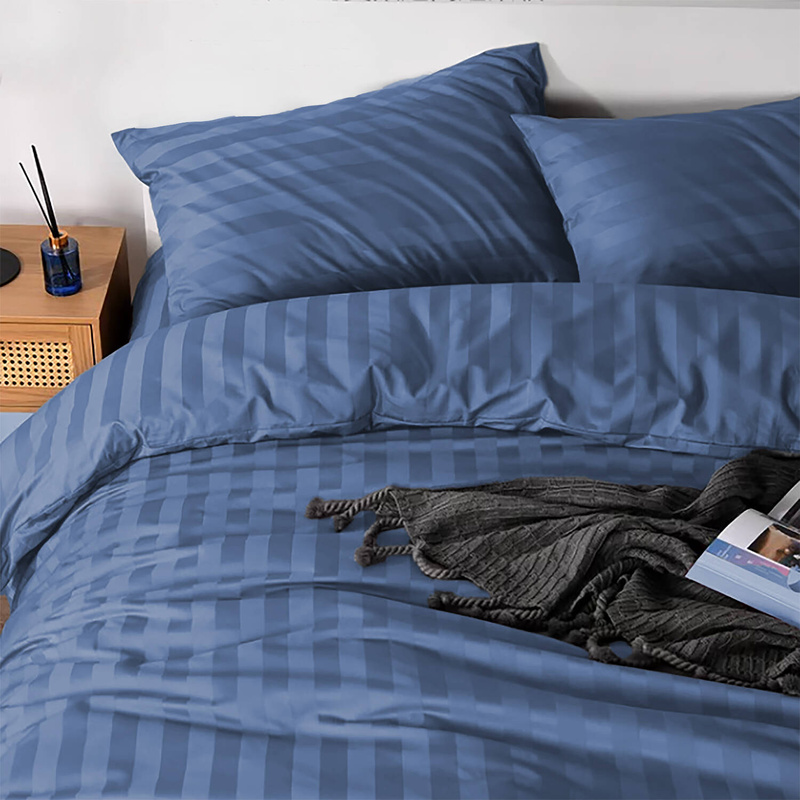 Pościel w pasy niebieska 200x220 3 el. Kim Blue