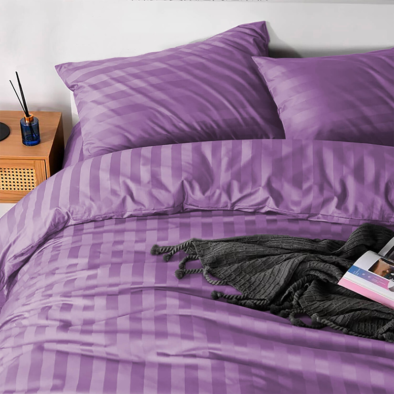 Pościel w pasy fioletowa 200x220 3 el. Kim Purple