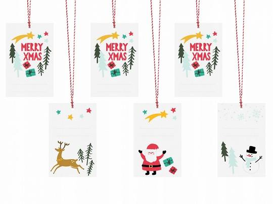 Zawieszki do prezentów MERRY XMAS 6 sztuk
