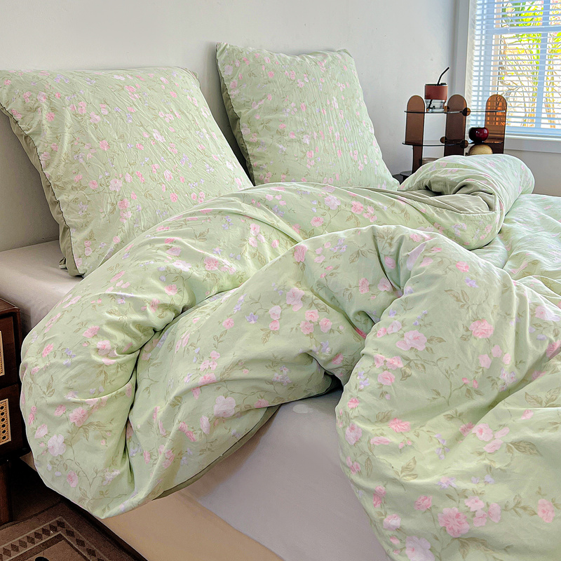 Pościel szałwiowa w różowe kwiaty 160x200 3 el. Spring F3