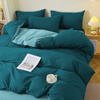 Pościel gładka dwukolorowa 200x220 4 el. z prześcieradłem z gumką petrol - miętowa H18